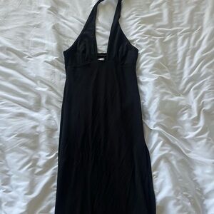 Elegant Black Backless Halter Dress
